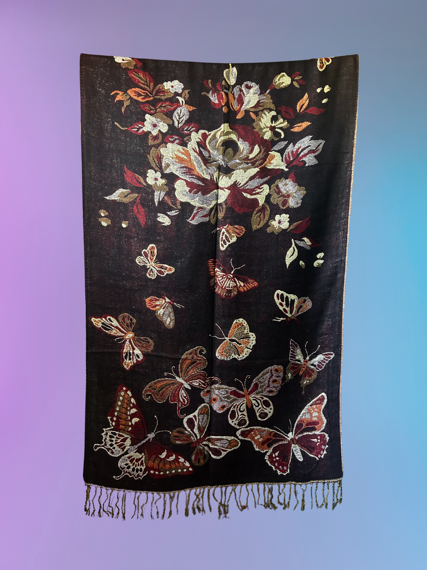 Butterfly Pashmina 2.0 (Black/Burgundy)