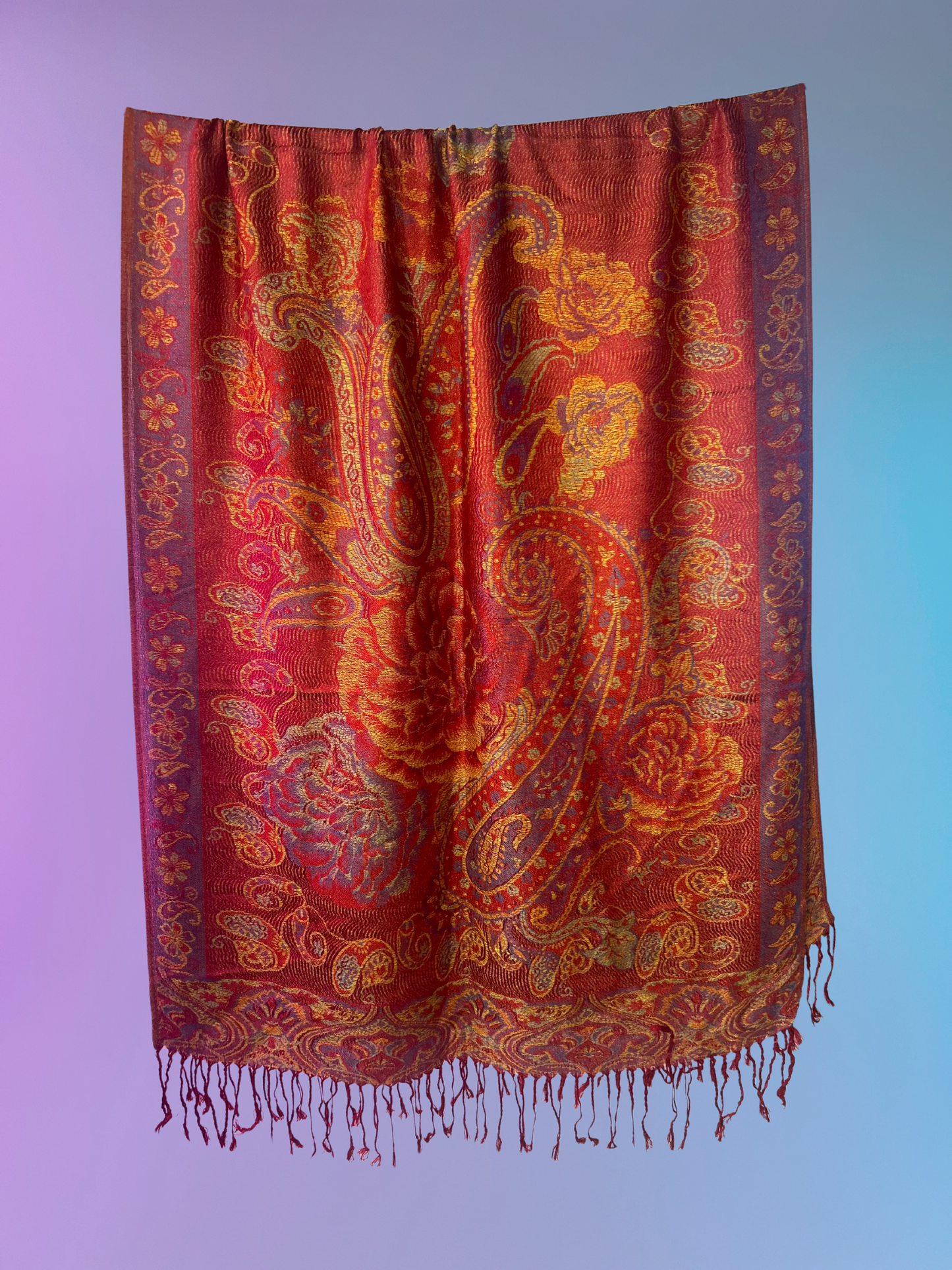 Paisley Rose Pashmina (Burgundy)
