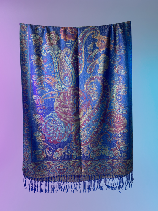 Paisley Rose Pashmina (Dodger Blue)