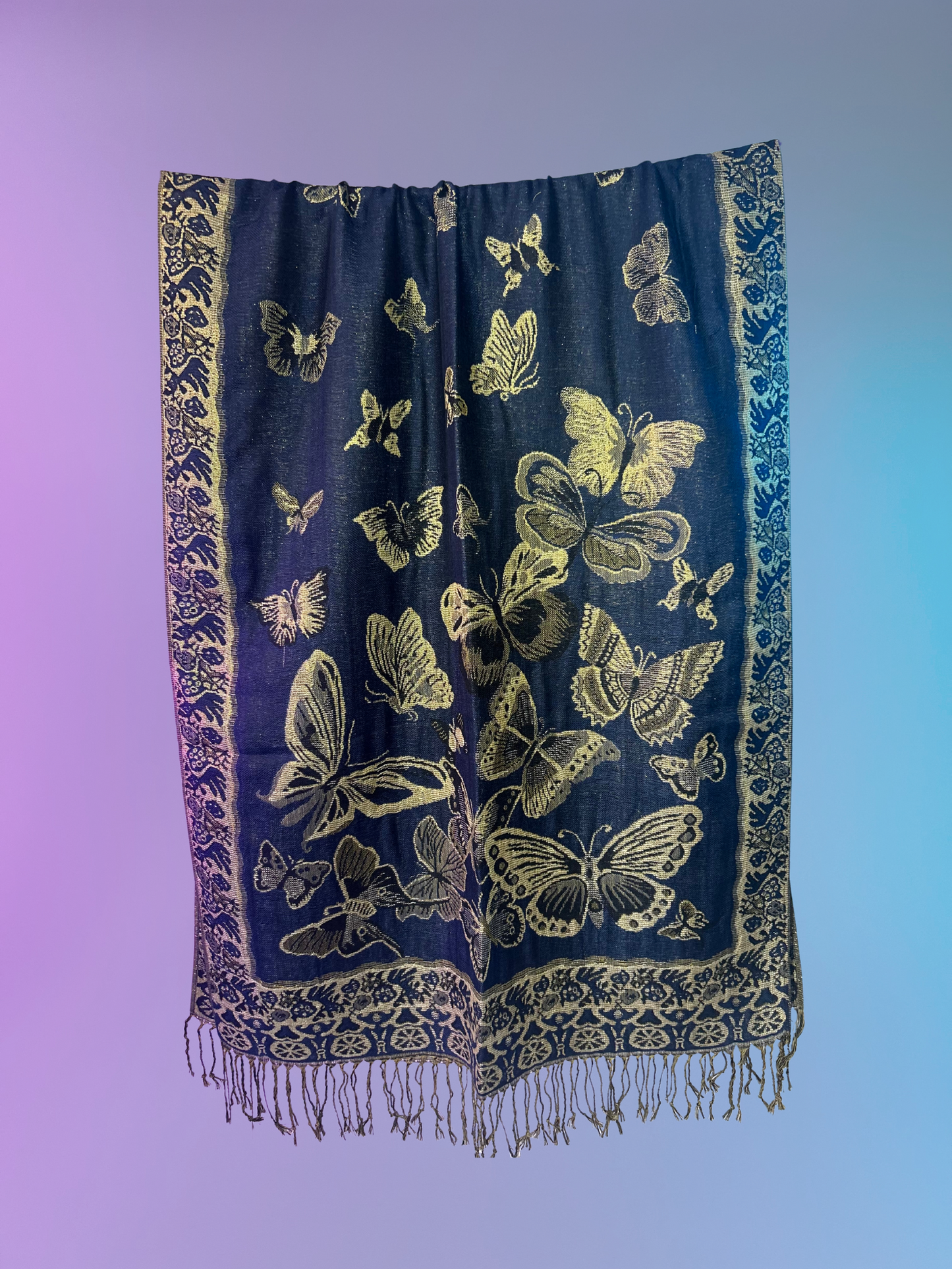 Butterfly Pashmina (Navy Blue)