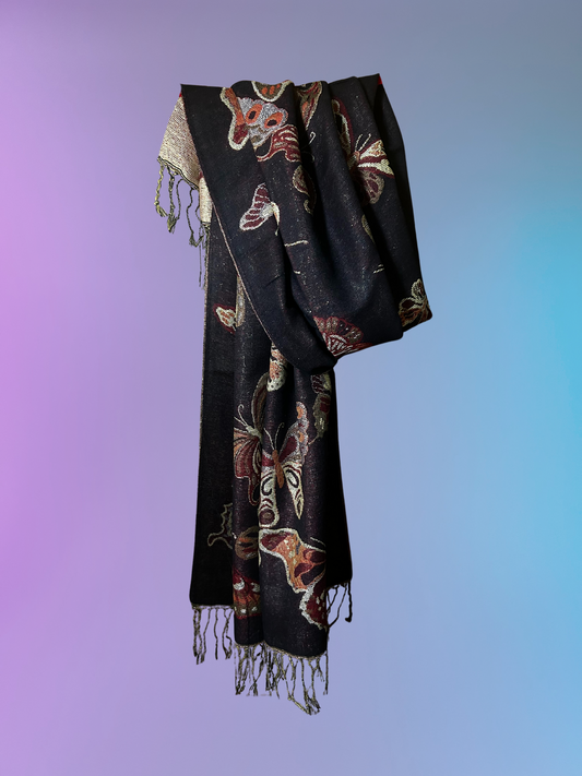 Butterfly Pashmina 2.0 (Black/Burgundy)