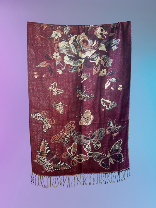 Butterfly Pashmina 2.0 (Burgundy)