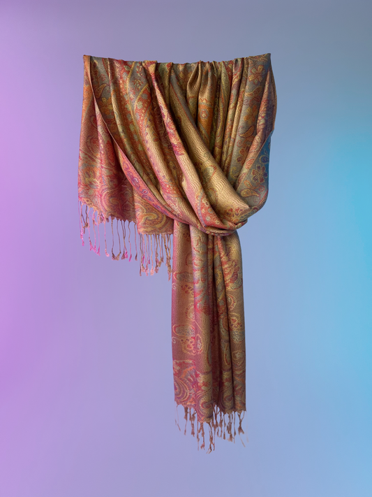 Paisley Rose Pashmina (Gold)