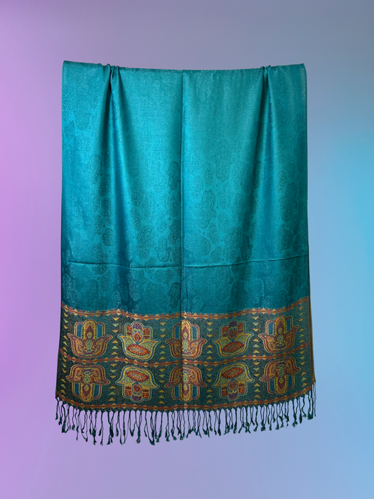 Hamsa Pashmina (Turquoise)